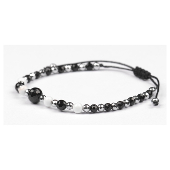 Bransoletka celebrytka czarny TURMALIN HOWLIT HEMATYT ochrona i szczęście